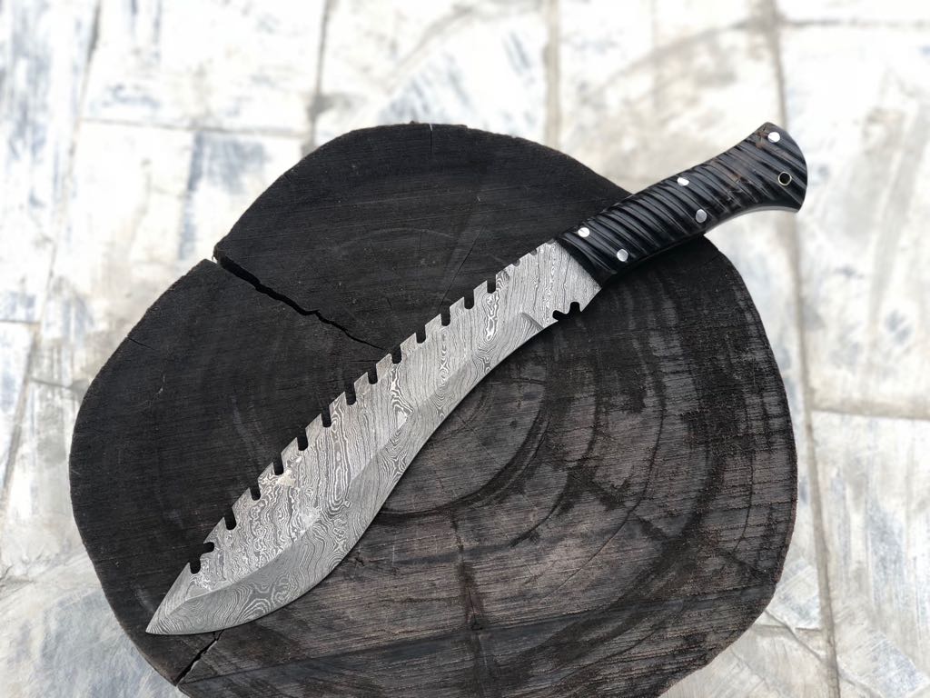 KBS Knives Handmade Damascus Tactical Kukri with Sheath