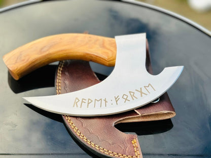 Texan Knives Vikings Pizza Cutter – Custom Handmade 8-Inch J2 Steel Blade with Wooden Handle