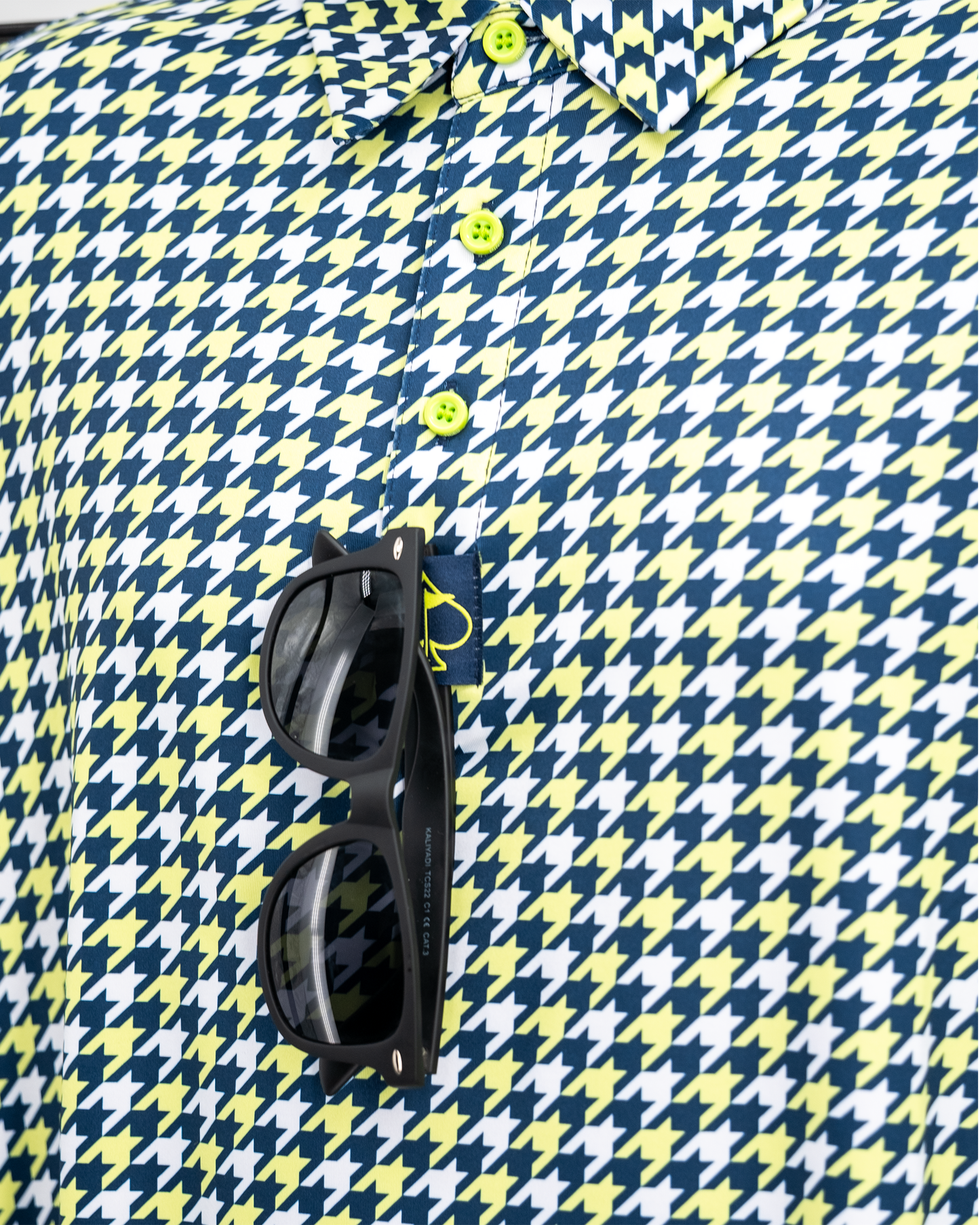 Pins and Aces Houndstooth Lime