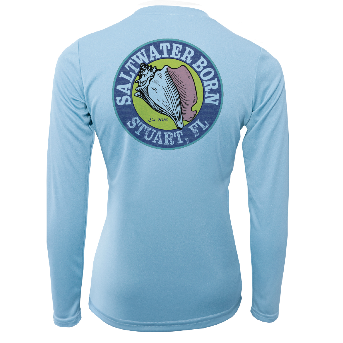 Saltwater Born Linear Logo Stuart Florida Girl Long Sleeve UPF 50+ Dry-Fit Shirt