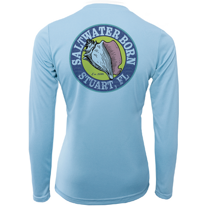 Saltwater Born Linear Logo Stuart Florida Girl Long Sleeve UPF 50+ Dry-Fit Shirt