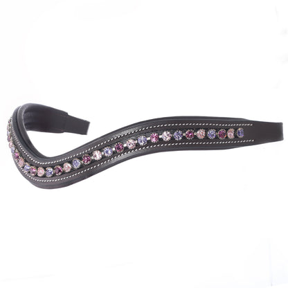 Bridles & Reins ExionPro Elegant Soft Padded Fuchsia, Light Rose, Tanzanite Colored Crystal Browband