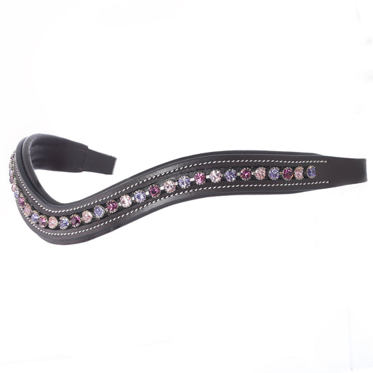 Bridles & Reins ExionPro Elegant Soft Padded Fuchsia, Light Rose, Tanzanite Colored Crystal Browband