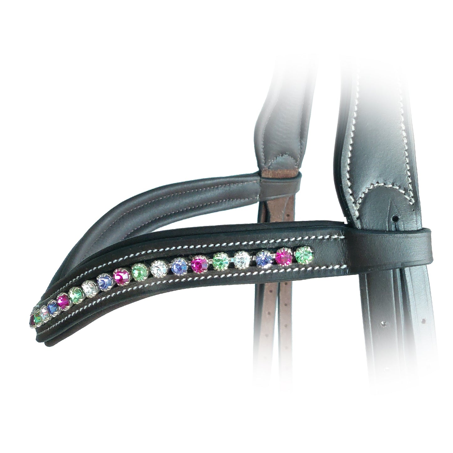 Bridles & Reins ExionPro Elegant Soft Padded Peridot, Fuchsia, Tanzanite, Clear Crystal Browband