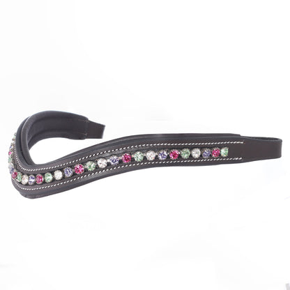 Bridles & Reins ExionPro Elegant Soft Padded Peridot, Fuchsia, Tanzanite, Clear Crystal Browband