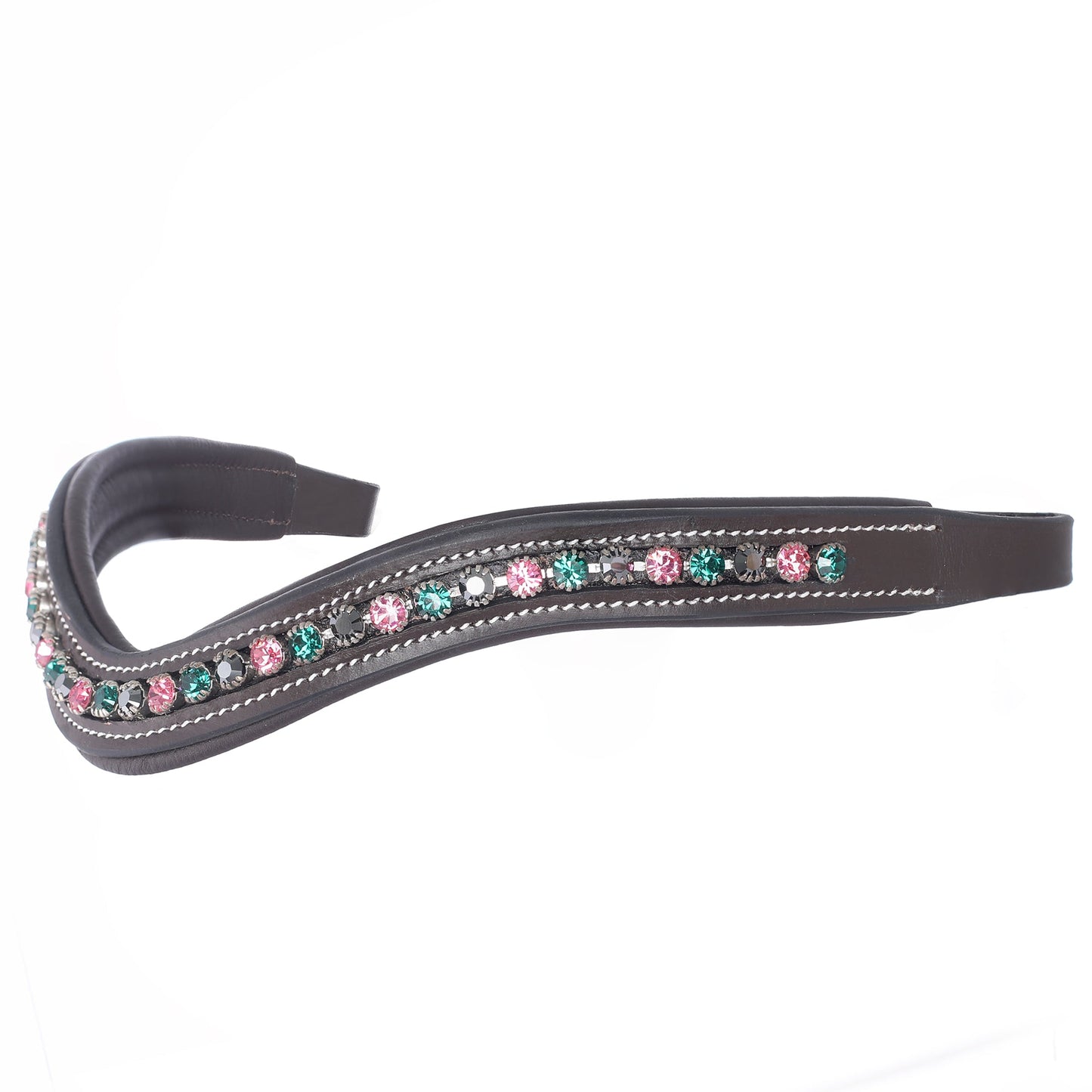 Bridles & Reins ExionPro Elegant Soft Padded Rose, Emerald, Jet Hematite Colored Crystal Browband