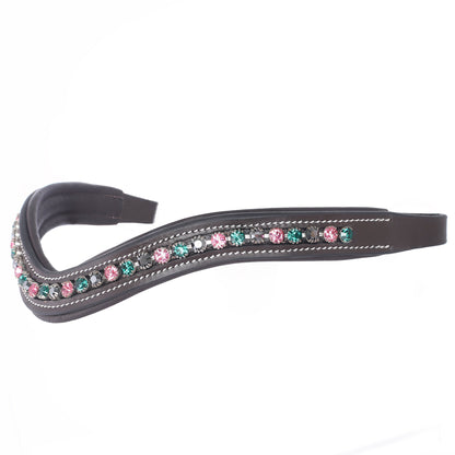 Bridles & Reins ExionPro Elegant Soft Padded Rose, Emerald, Jet Hematite Colored Crystal Browband
