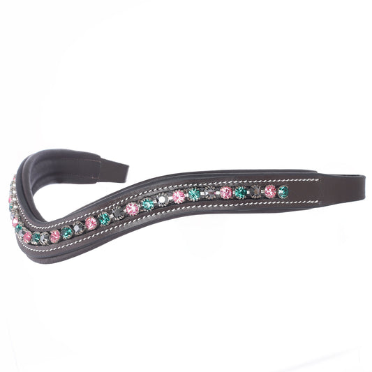 Bridles & Reins ExionPro Elegant Soft Padded Rose, Emerald, Jet Hematite Colored Crystal Browband
