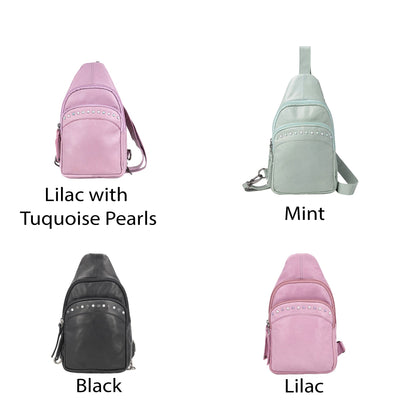Concealed Carry Haven Sling Leather Backpack by Lady Conceal