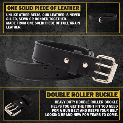 Relentless Tactical The "Double Tap" Gun Belt | Made in USA | Lifetime Warranty | 14 oz Full Grain Leather CCW Belt