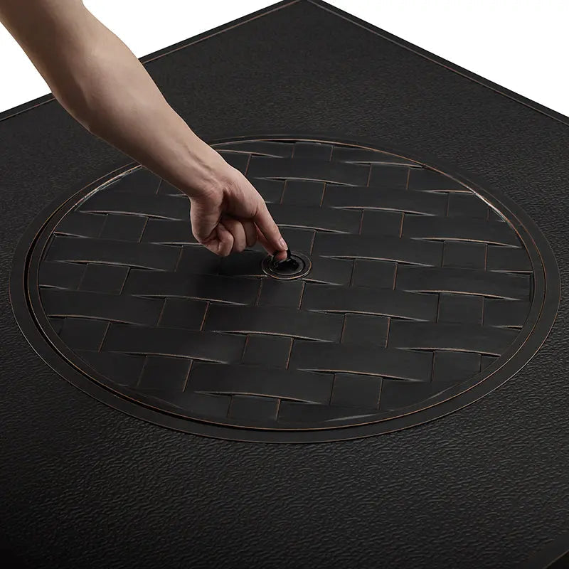 Balkene Home Henley 40" Round Aluminum Basketweave Convertible Gas Fire Pit Table