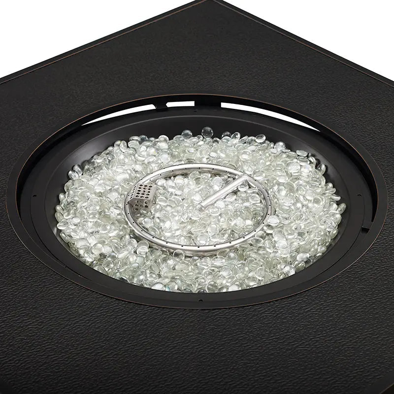 Balkene Home Henley 40" Round Aluminum Basketweave Convertible Gas Fire Pit Table