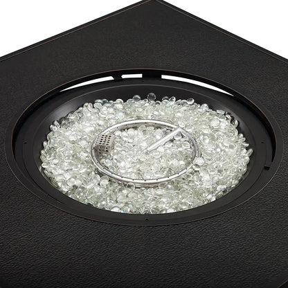 Balkene Home Henley 40" Round Aluminum Basketweave Convertible Gas Fire Pit Table