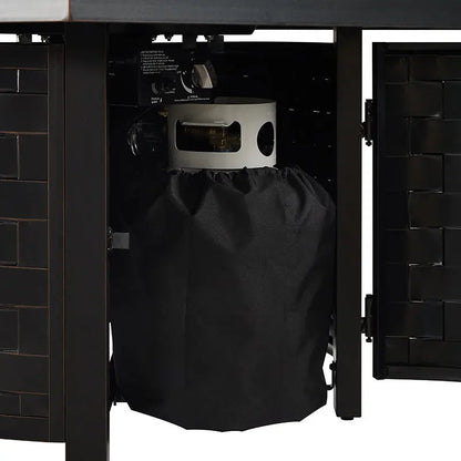 Balkene Home Henley 40" Round Aluminum Basketweave Convertible Gas Fire Pit Table