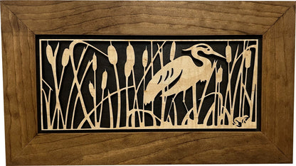 Bellewood Designs - Gun Safe Heron in Cattails Wall-Mounted
