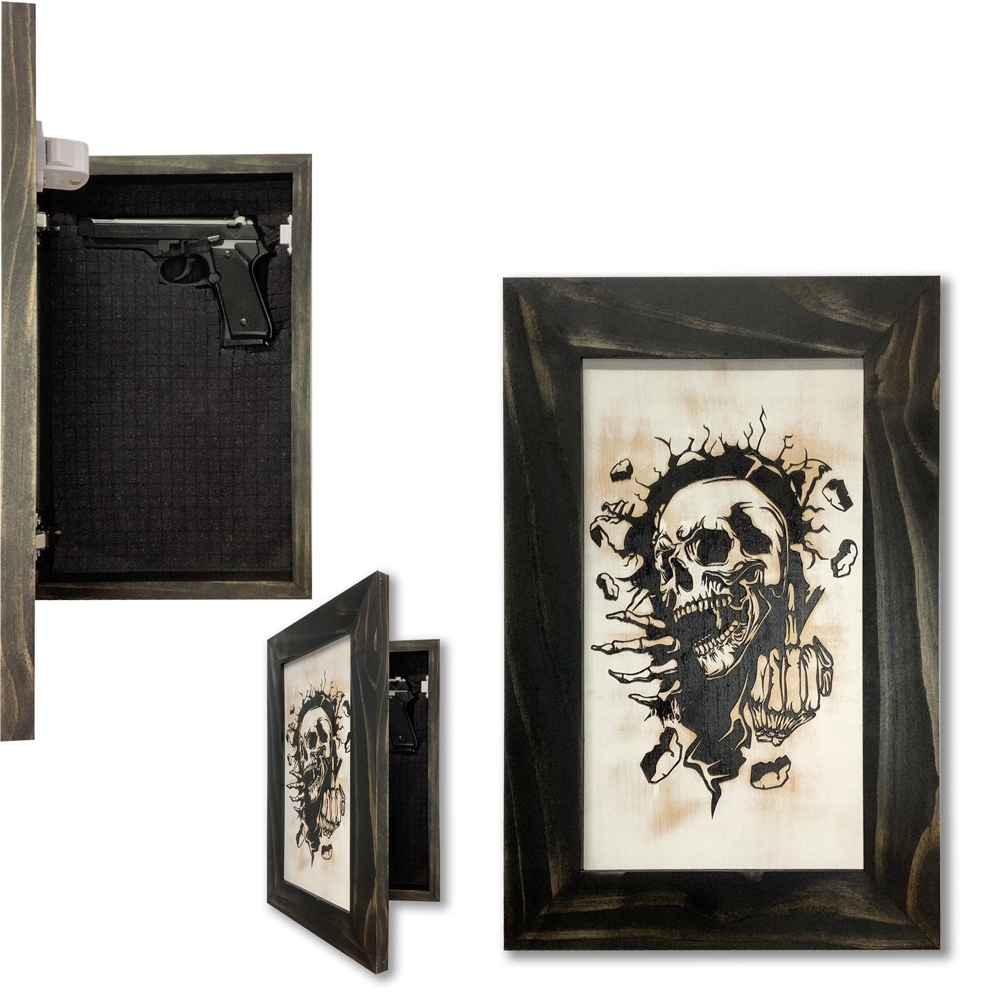 Bellewood Designs - Gothic Skull Giving Middle Finger Decorative Gun Cabinet