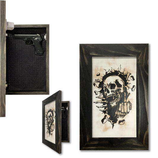 Bellewood Designs - Gothic Skull Giving Middle Finger Decorative Gun Cabinet