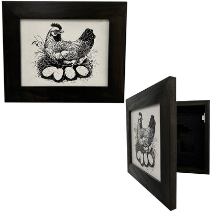 Bellewood Designs - Hidden Gun Safe Recessed In Wall Farmhouse Chicken And Eggs Decoration