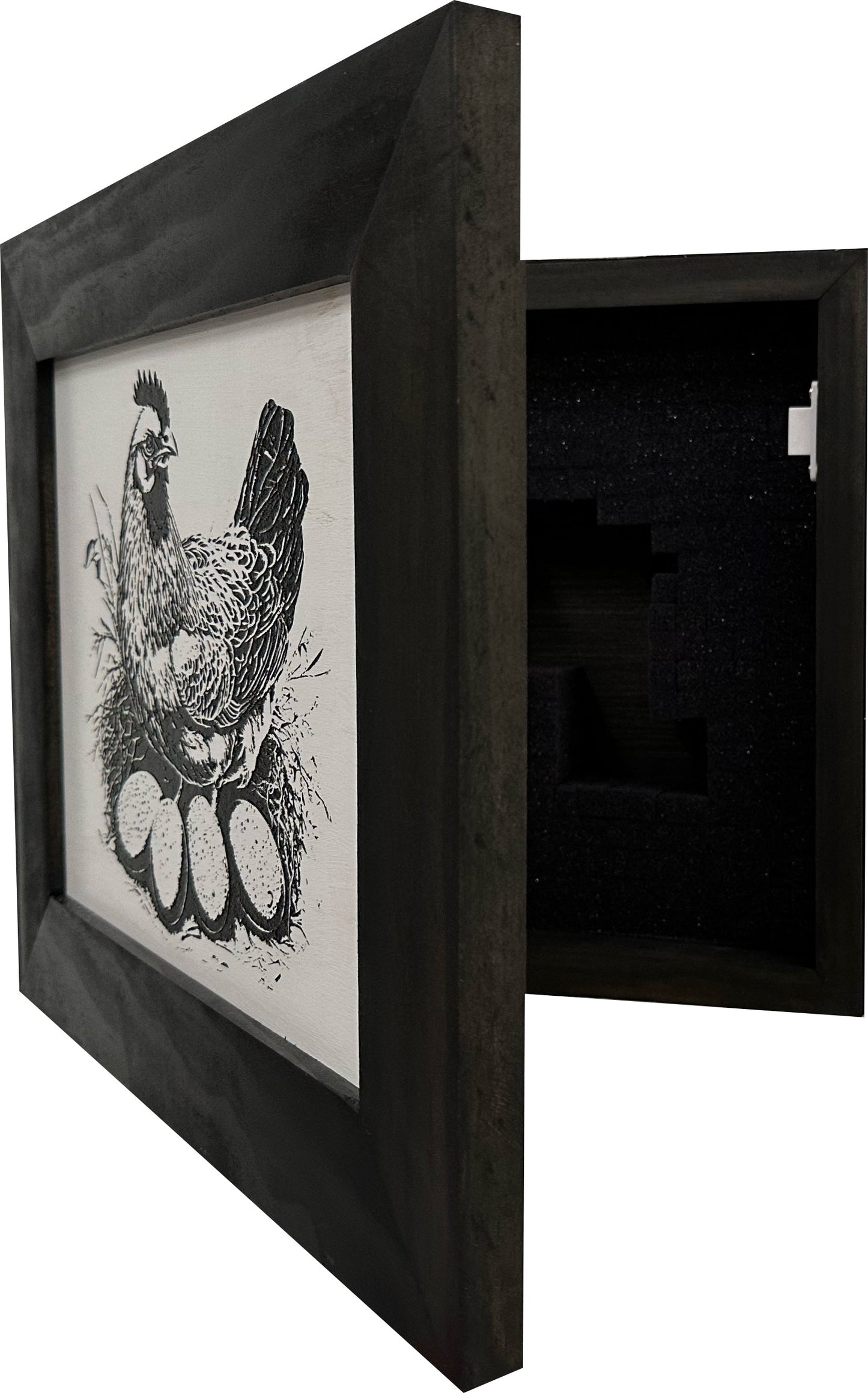Bellewood Designs - Hidden Gun Safe Recessed In Wall Farmhouse Chicken And Eggs Decoration