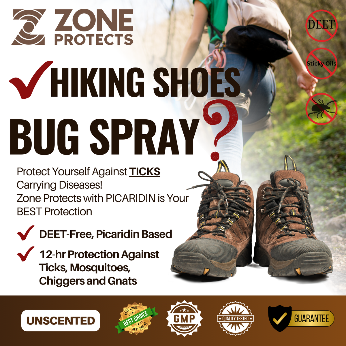 Zone Protects Unscented Insect Repellent Spray, 1oz Family Pack + Refill Bundle