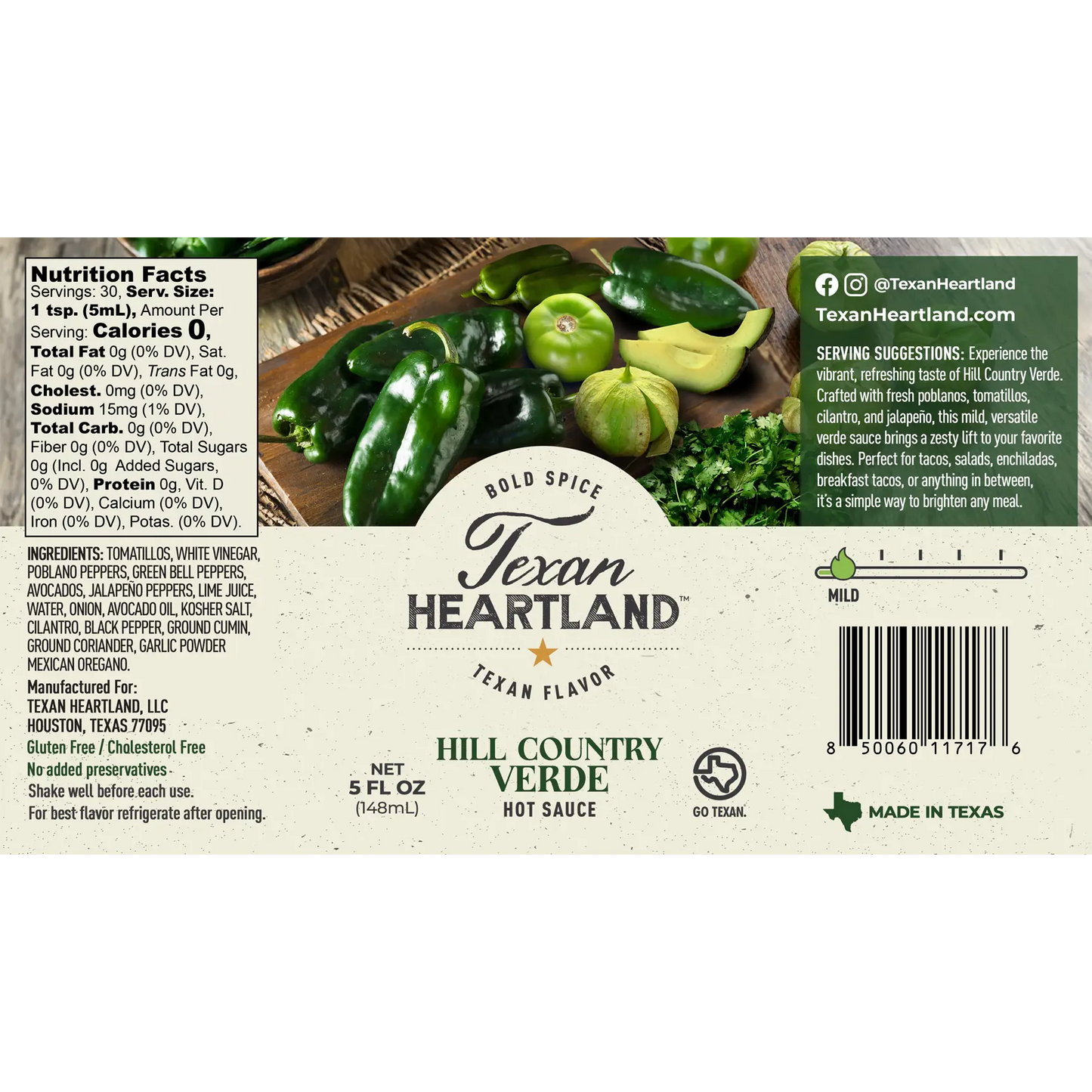 Texan Heartland Hill Country Verde Hot Sauce