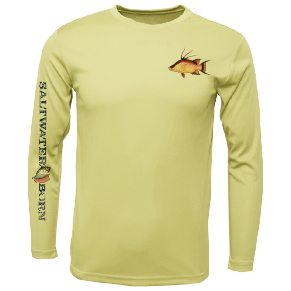 Saltwater Born Hogfish on Chest Long Sleeve UPF 50+ Dry-Fit Shirt