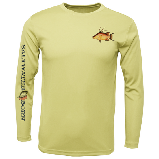 Saltwater Born Hogfish on Chest Long Sleeve UPF 50+ Dry-Fit Shirt