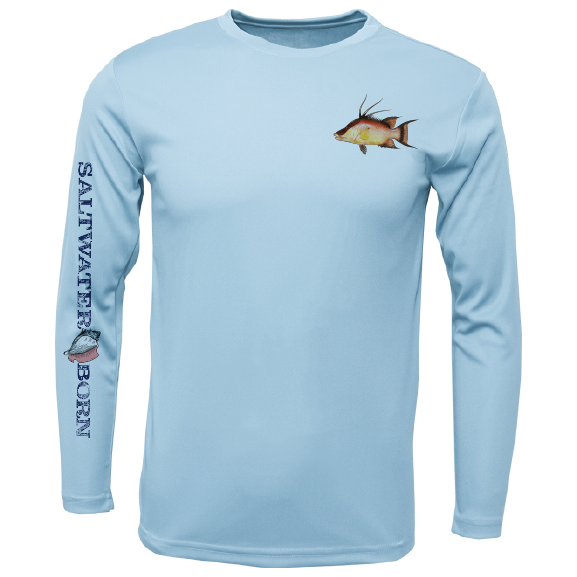 Saltwater Born Hogfish on Chest Long Sleeve UPF 50+ Dry-Fit Shirt