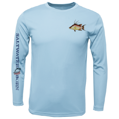 Saltwater Born Hogfish on Chest Long Sleeve UPF 50+ Dry-Fit Shirt