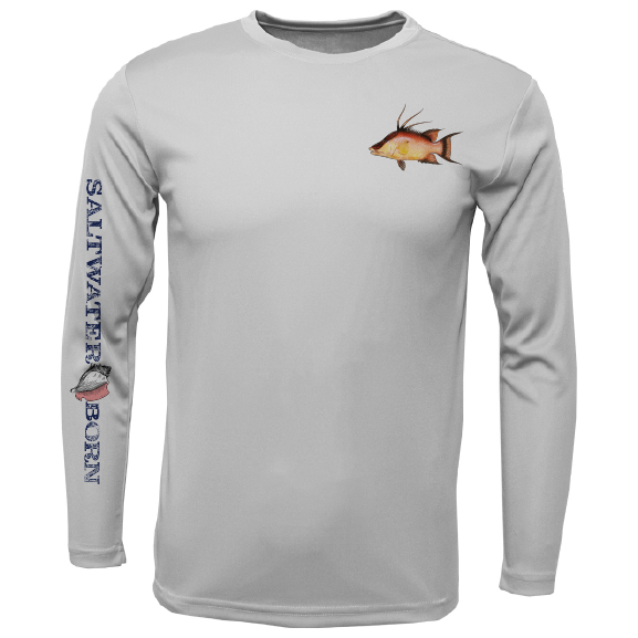 Saltwater Born Hogfish on Chest Long Sleeve UPF 50+ Dry-Fit Shirt
