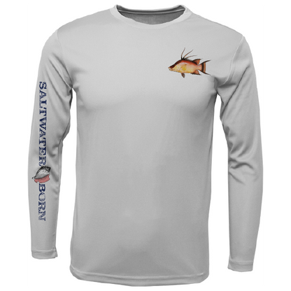 Saltwater Born Hogfish on Chest Long Sleeve UPF 50+ Dry-Fit Shirt