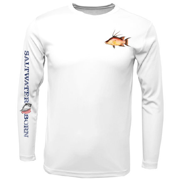 Saltwater Born Hogfish on Chest Long Sleeve UPF 50+ Dry-Fit Shirt