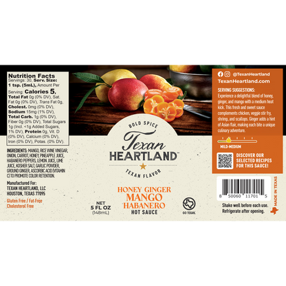 Texan Heartland Honey Ginger Mango Habanero Hot Sauce