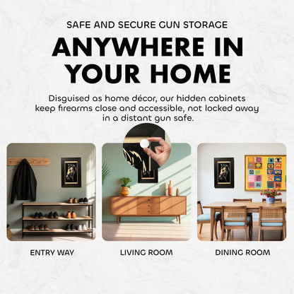 Bellewood Designs - Hidden Gun Safe Black Horse Wall Art Decoration