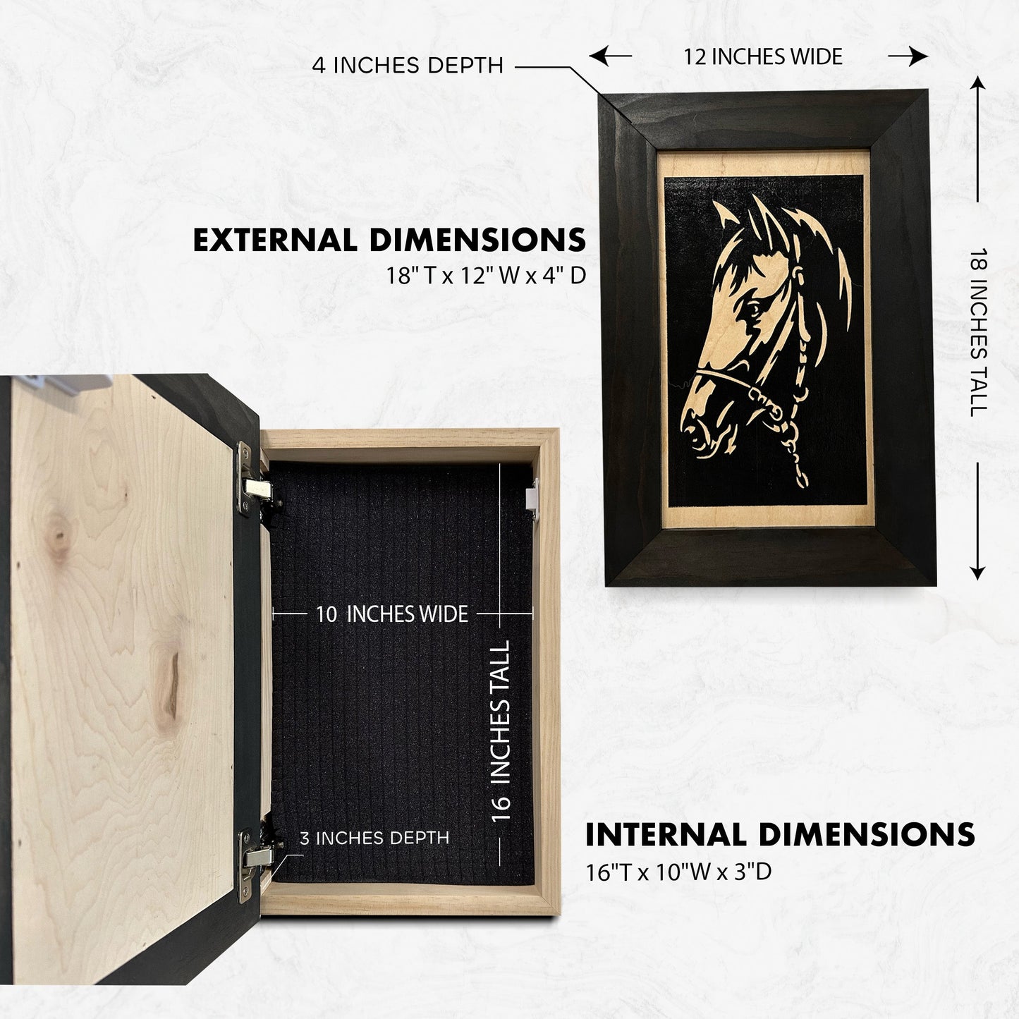Bellewood Designs - Hidden Gun Safe Black Horse Wall Art Decoration