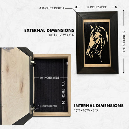 Bellewood Designs - Hidden Gun Safe Black Horse Wall Art Decoration