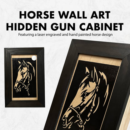 Bellewood Designs - Hidden Gun Safe Black Horse Wall Art Decoration