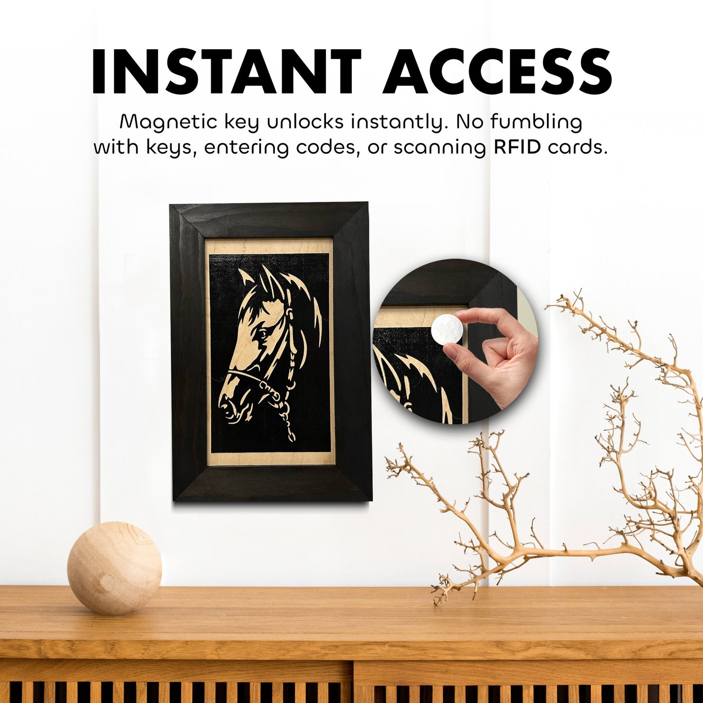 Bellewood Designs - Hidden Gun Safe Black Horse Wall Art Decoration