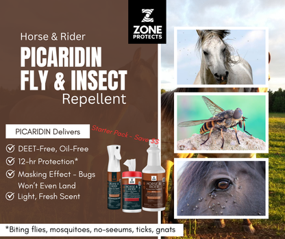 Zone Protects Horse & Rider Fly/Insect Repellent Starter Pack