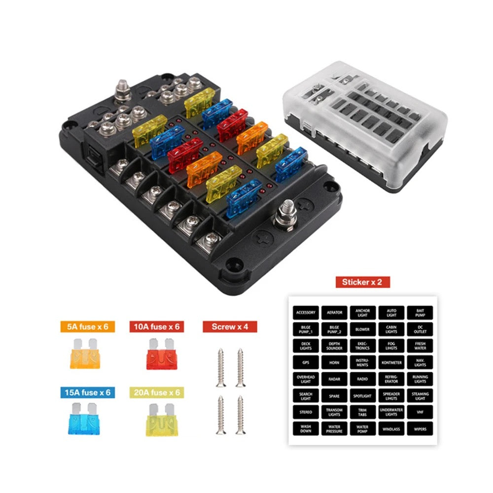 Monster Marine Lithium 12 Way Fuse Block Panel