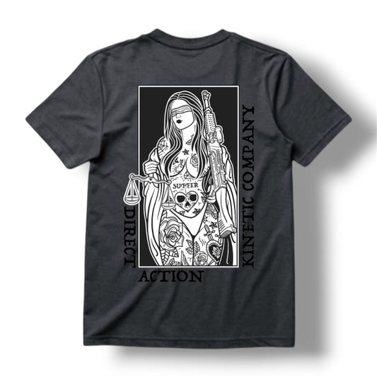 Direct Action Apparel "BLIND JUSTICE" TEE (HEATHER CHARCOAL)