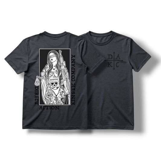 Direct Action Apparel "BLIND JUSTICE" TEE (HEATHER CHARCOAL)