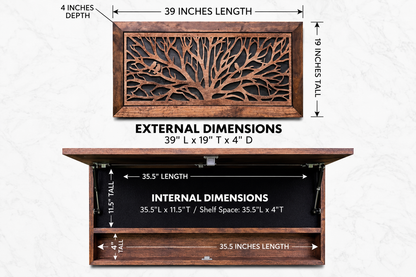 Bellewood Designs - Large Hidden Gun Storage Cabinet Tree of Life Wall Decor - Birds In a Tree Concealed Gun Cabinet