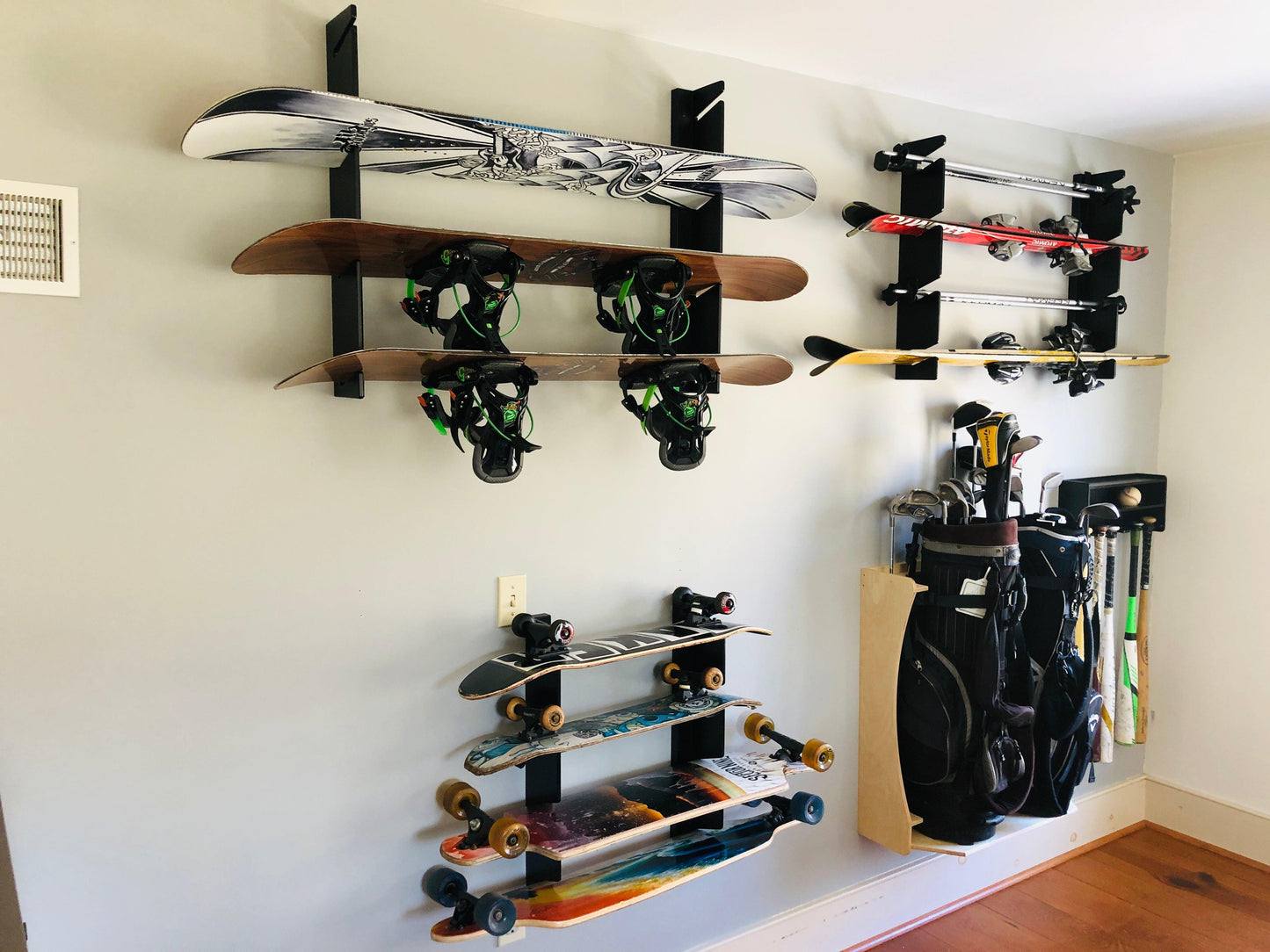 HANGTHIS Up - Skateboard Organizer 26" (Holds 4) Sporting Goods Organization, Skateboard Rack, Skateboard Display