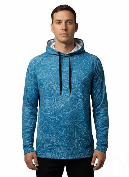 Hooked & Tagged  - Men's Topographical Performance Hoodie