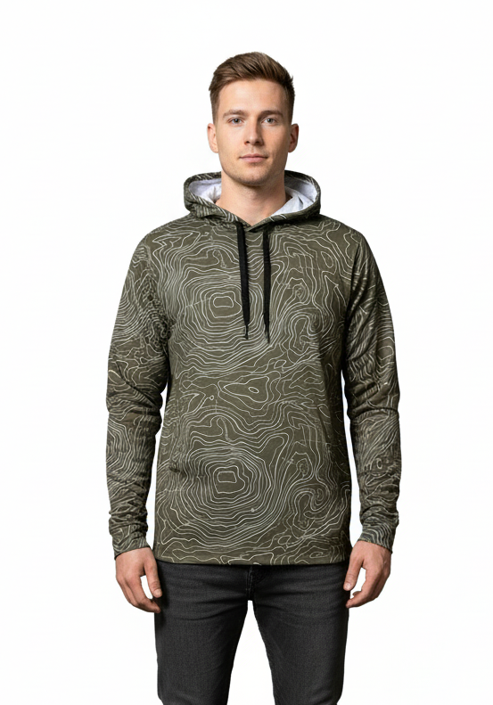 Hooked & Tagged  - Men's Topographical Performance Hoodie