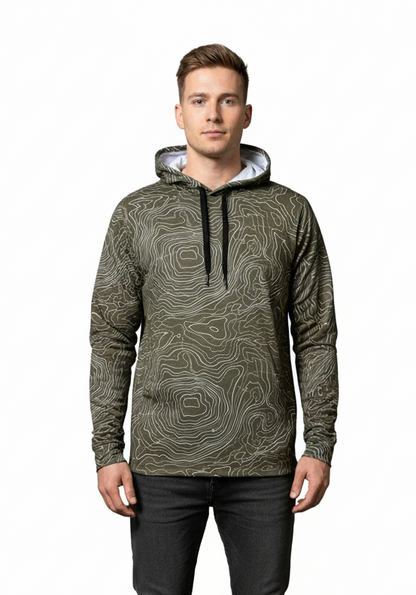 Hooked & Tagged  - Men's Topographical Performance Hoodie