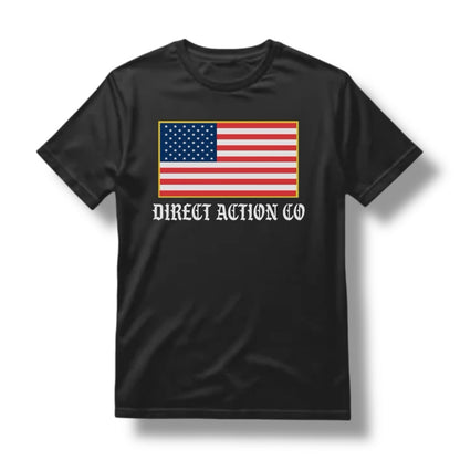 Direct Action Apparel CO FLAG TEE (BLACK / HEATHER METAL)