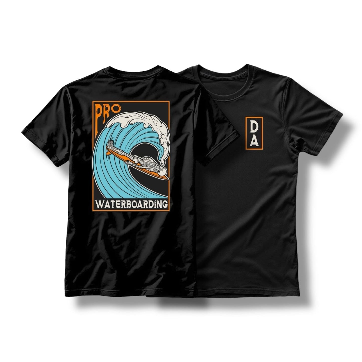 Direct Action Apparel "WATERBOARDING" TEE (HEATHER BLACK / MUSTARD)