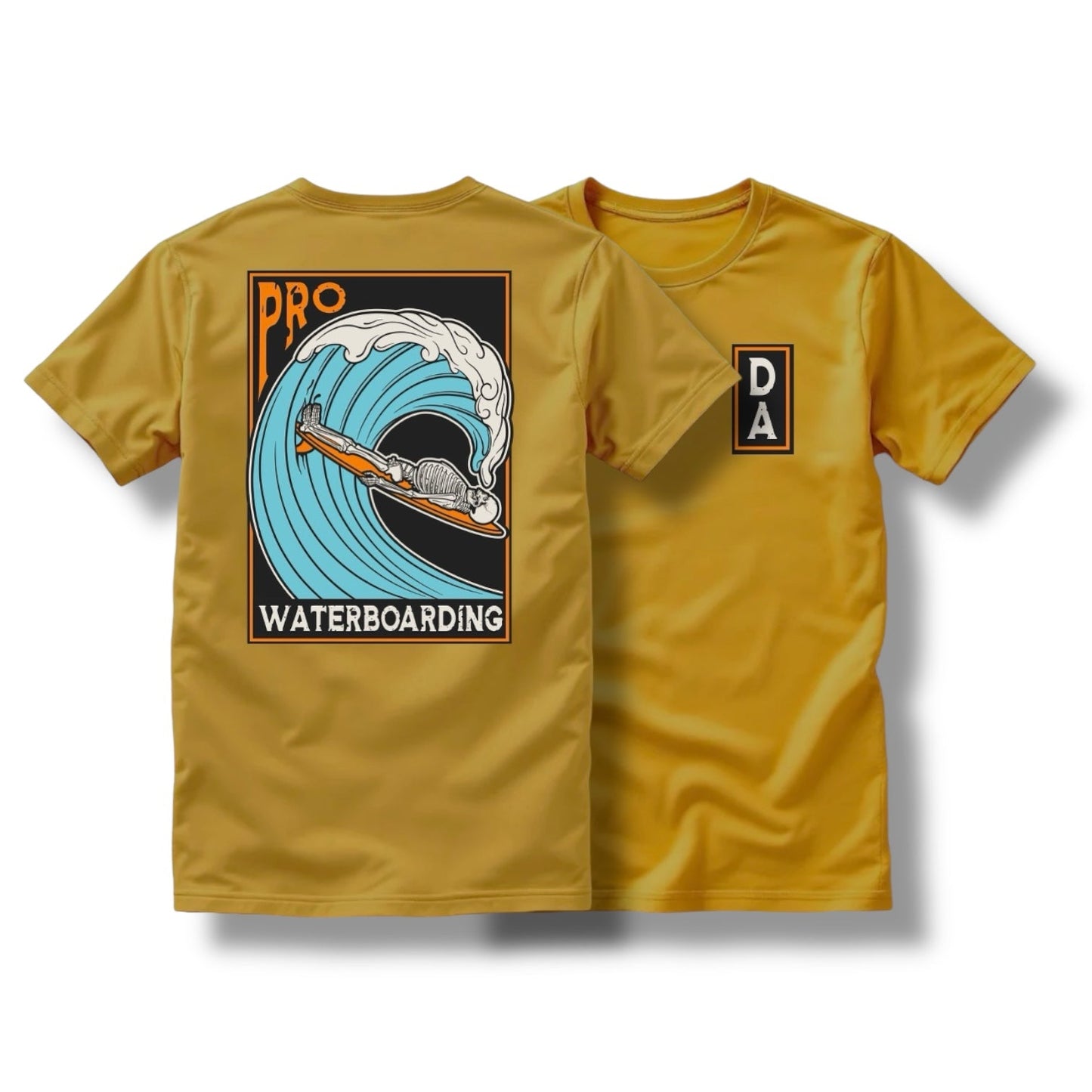 Direct Action Apparel "WATERBOARDING" TEE (HEATHER BLACK / MUSTARD)
